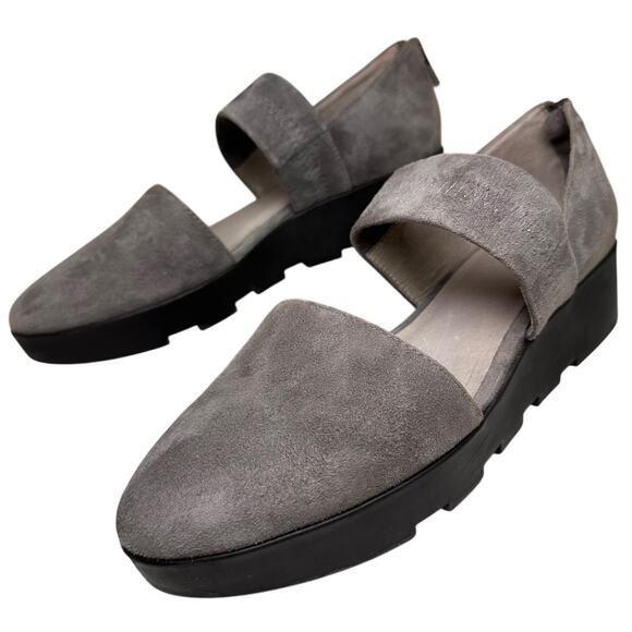Eileen Fisher Marlow Suede Wedge Platform Mary Jane Shoes Women Sz 8.5 Gray Boho - Picture 10 of 16